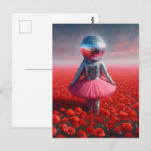 Een discoastronaut in een papaverweide briefkaart (Voorkant / Achterkant)