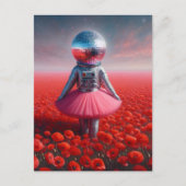 Een discoastronaut in een papaverweide briefkaart (Voorkant)