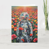 Een discoastronaut in een papaverweide kaart (Voorkant)