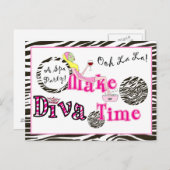 "Een DIVA Spa Party." Briefkaart nodigt (Voorkant / Achterkant)