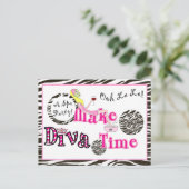 "Een DIVA Spa Party." Briefkaart nodigt (Staand voorkant)