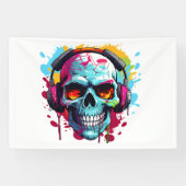 Een DJ POP ART Schedel Acryl Bord Spandoek (Horizontaal)