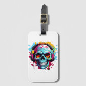 Een DJ POP ART SKELET Bagage Label (Voorkant (verticaal))