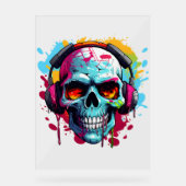 Een DJ POP ART SKULL Acryl Teken Acryl Bord (Voorkant)