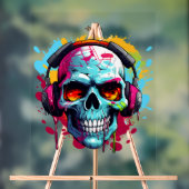 Een DJ POP ART SKULL Acryl Teken Acryl Bord (Neutraal)