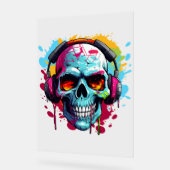 Een DJ POP ART SKULL Acryl Teken Acryl Bord (Hoek)