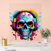 Een DJ POP ART SKULL Acryl Teken Bord (Huwelijk)
