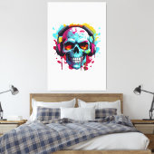 Een DJ POP ART SKULL Acryl Teken Canvas Afdruk (Insitu (Slaapkamer))