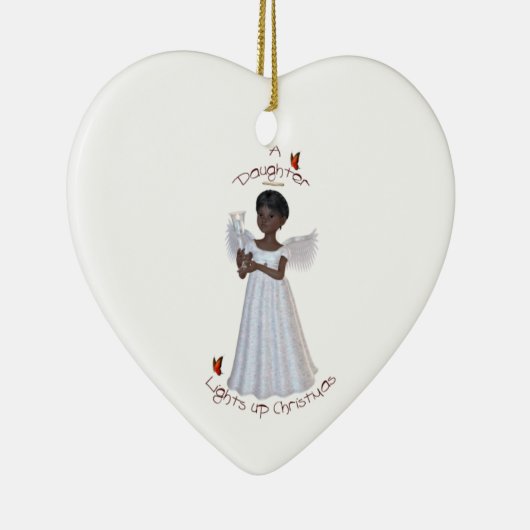 Een dochter licht Kerstmis op (Afrikaans-Amerikaan Keramisch Ornament (Rechts)