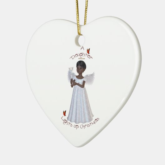 Een dochter licht Kerstmis op (Afrikaans-Amerikaan Keramisch Ornament (Links)