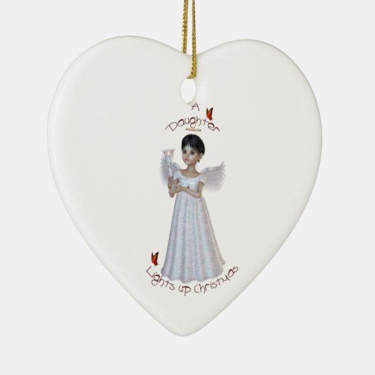 Een dochter licht kerstmis op keramisch ornament (Rechts)