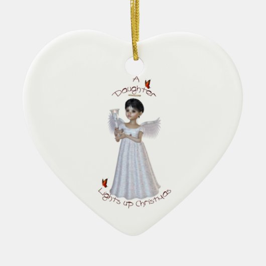 Een dochter licht kerstmis op keramisch ornament (Voorkant)