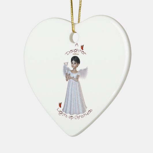 Een dochter licht kerstmis op keramisch ornament (Links)