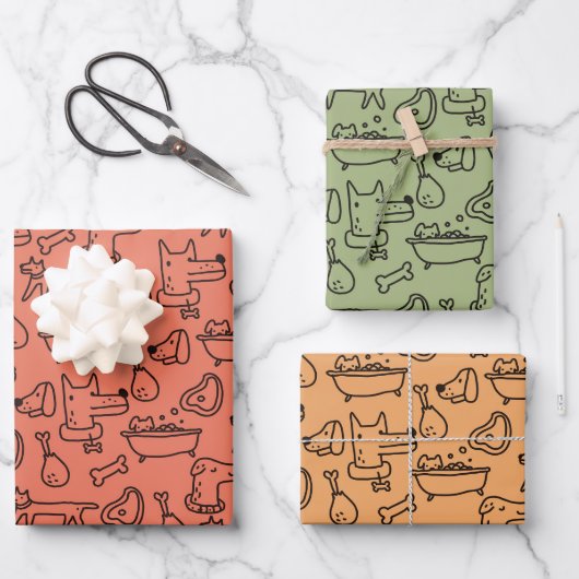 Een Dogs Wrapping Paper-set uitschakelen Inpakpapier Vel (Voorkant)