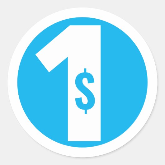 Eén dollar ronde sticker (Voorkant)