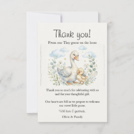 Een dom klein ganzenkuiken loopt los Baby Shower Bedankkaart