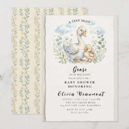 Een dom klein ganzenkuiken loopt los Baby Shower Kaart