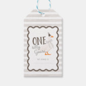 Eén domme gans 1e verjaardag adoptie knuffel cadeaulabel (Voorkant)