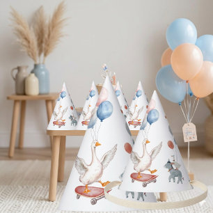 Eén domme gans 1e verjaardag waterverf pastel feesthoedjes