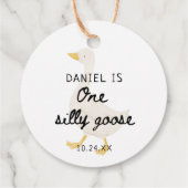 Eén domme gans 1e verjaardagsfeest cadeautje bedankjes labels (Achterkant)