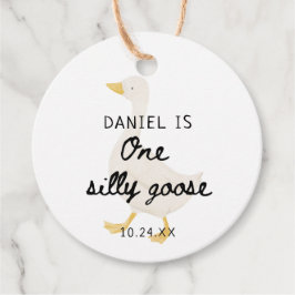 Eén domme gans 1e verjaardagsfeest cadeautje bedankjes labels