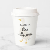 Eén domme gans 1e verjaardagsfeest cadeautje papieren bekers (Achterkant)