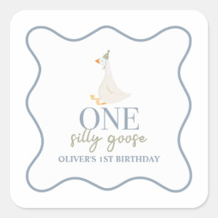 Een domme gans blauw en groen vierkante sticker