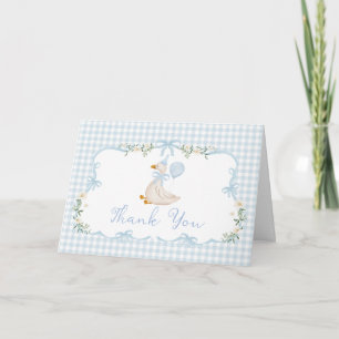 Eén domme gans blauwe geruite jongens verjaardag bedankkaart