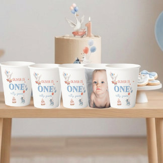 Eén domme gans Eerste verjaardag Foto papieren bek Bekers