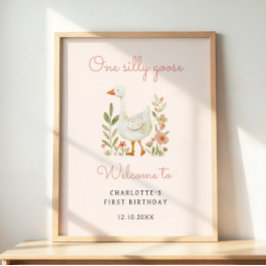 Een domme gans eerste verjaardag meisje welkom pos poster