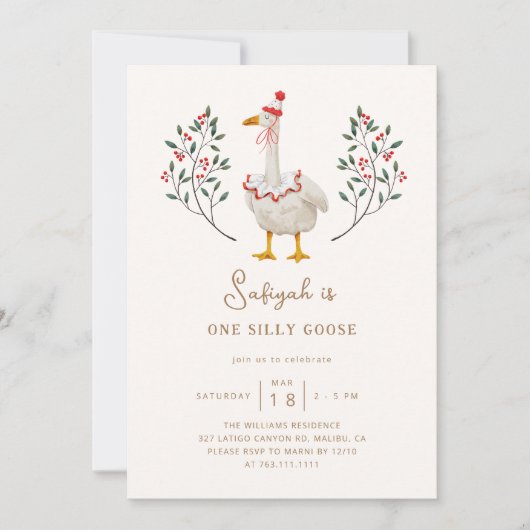 Eén domme gans eerste verjaardagsfeestje  kaart (Voorkant)