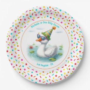 Eén domme gans eerste verjaardagsfeestje papieren bordje
