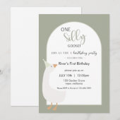 Eén domme gans eerste verjaardagsuitnodiging kaart (Voorkant / Achterkant)