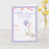 Eén domme gans eerste verjaardagsuitnodiging kaart (Gele Bloem)