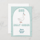 Eén domme gans eerste verjaardagsuitnodiging kaart (Voorkant / Achterkant)