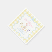 Een domme gans geel geruit 1e verjaardag servet (Hoek)