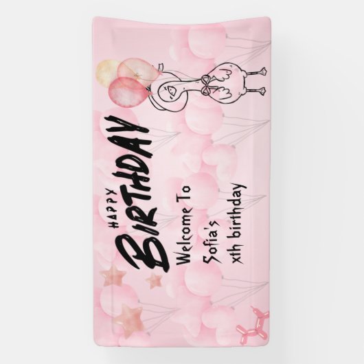 Eén domme gans gepersonaliseerde roze 1e verjaarda spandoek (Verticaal)