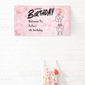 Eén domme gans gepersonaliseerde roze 1e verjaarda spandoek (Insitu)