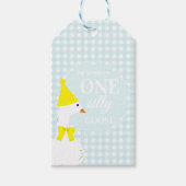 Een domme gans geruite 1e verjaardag cadeaulabel (Voorkant)