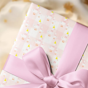 Een domme gans geruite 1e verjaardag cadeaupapier