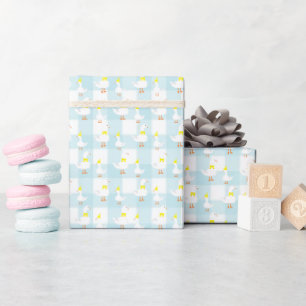 Een domme gans geruite 1e verjaardag cadeaupapier