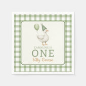 Eén domme gans geruite 1e verjaardag servetten (Voorkant)
