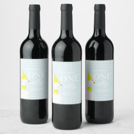 Een domme gans geruite dranklabel voor 1e verjaard wijn etiket