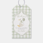Eén domme gans groene strik eerste verjaardag cadeaulabel (Voorkant)