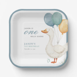 Eén domme gans jongen 1e verjaardagsfeestje papier papieren bordje