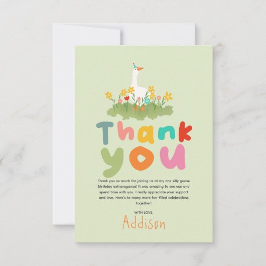 Eén domme gans Kinderen 1e verjaardag Bedankkaart (Voorkant)