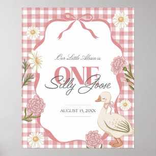 Eén domme gans meisje cottagecore roze 1e verjaard poster