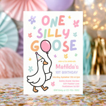 Eén domme gans meisje pastel 1e verjaardagsfeestje