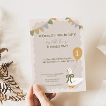 Eén domme gans pastel verjaardagsuitnodiging