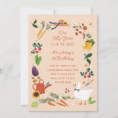 Eén domme gans perzikboer tuin thema verjaardag kaart (Voorkant)